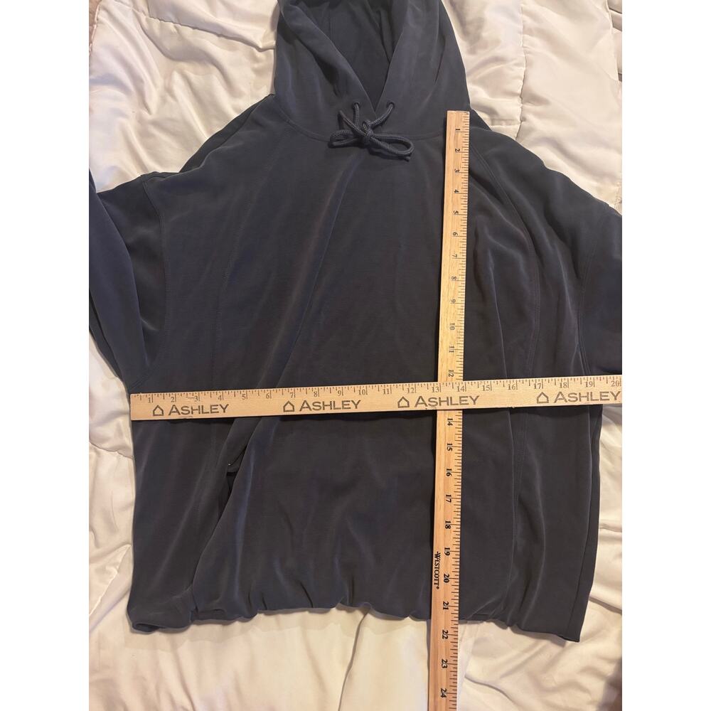 Athleta Medium Blue Gray Modal Blend Hoodie Oversized Pullover Sweatshirt Cozy - Picture 3 of 6